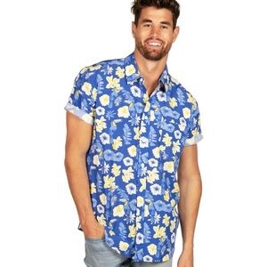 NWT MEN'S BLUE BOTANICS HAWAIIAN SHIRT